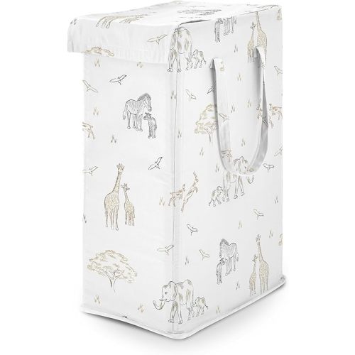 Sweet Jojo Designs Jungle Safari Animals Boy Girl Unisex Gender Neutral Laundry Hamper Foldable Dirty Clothes Basket with Handles Baby Nursery Kids Bedroom Teen Bathroom Elephant Adventure Serengeti