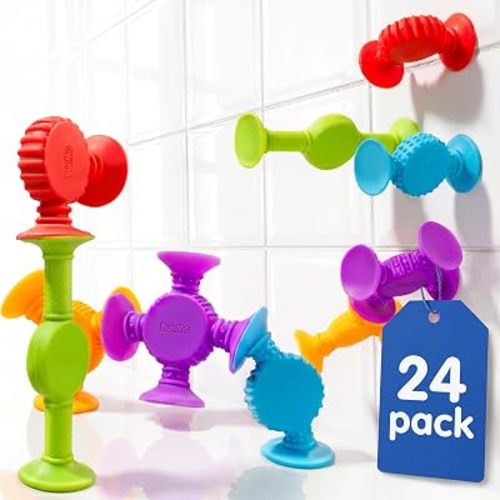 BUNMO No Hole Bath Toys 24 Pack - Suction Toys for Toddlers & Kids 3+