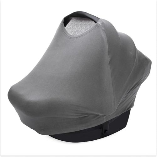 Parker Baby 4 in 1 Car Seat Cover for Girls and Boys - Stretchy Carseat Canopy, Nursing Cover, Grocery Cart Cover, High Chair Cover - Gray