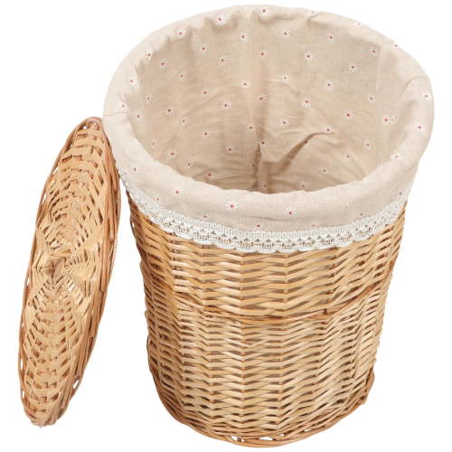 CRILSTYLEO Natural Woven Hamper with Lid Light Brown Perfect for Home Hotel Hot Pot Shop
