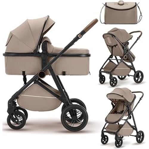 Premium High Chair Stroller: Reversible Seat for Bonding & Ultra-Smooth Fold (Brown)