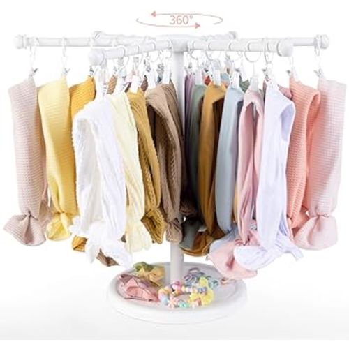 POVETIRE Headband Holder Bow Organizer for Girls,360 Rotating Hair accessories Organizer Storage Baby Headband Display Stand Hair Bow Rack forToddler Nursery Decor