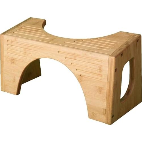 Squatty Potty Bamboo Flip Bathroom Toilet Stool - 7 and 9 inch Adjustable | Squat Footrest Bathroom Stool for Improved Bowel Health and Natural Posture - Wood - Instantly adjust various heights