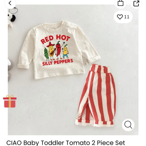 RED HOT SILLY PEPPERS 2 Piece Baby Chili Peppers Pants Sets