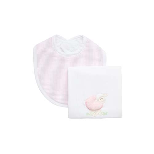 Lamb Basic Bib & Burp Boxed Set, Pink