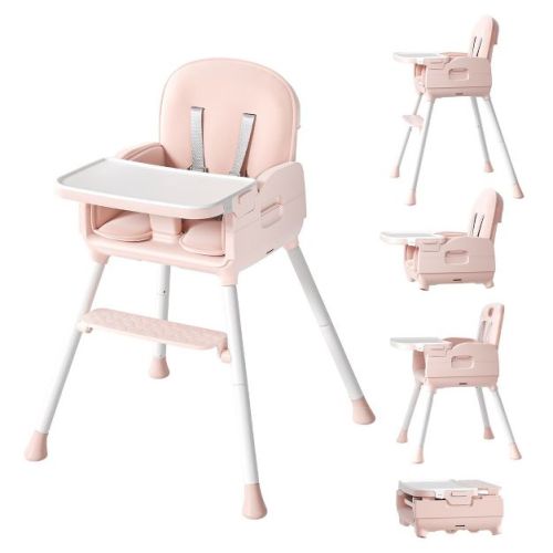 BabyBond Portable 3 in 1 Baby High Chair, Convertible High Chair for Babies and Toddlers with 5 Point Harness and Three Adjustable Height Settings