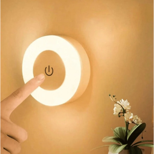 1pc Touch Sensor Night Light, Warm White & Cool White, 3 Color Adjustable, Wall Lamp, Suitable For Nursery, Hallway, Bedroom, Bathroom, Living Room, Wardrobe, Compact Design, Easy Installation, USB Rechargeable, Ideal For Baby Christening, Home Decor And
