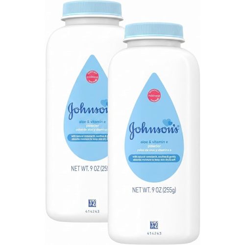 Johnson's Baby Cornstarch Baby Powder, Aloe & Vitamin E for Delicate Skin, Hypoallergenic, No Added Parabens, & Dyes, Silky for Gentle Baby-Skin Care, Baby-Essentials, 9 oz (Pack of 2)