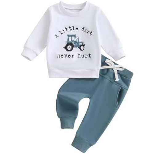 Toddler Baby Boy Clothes Crewneck Sweatshirt Long Sleeve Letter Print Shirt with Pants Cute Fall Winter Outfits