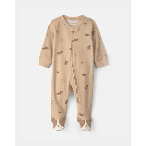 Baby Dog Cotton 2-Way Zip Sleep & Play Pajamas - Brown | Carter's