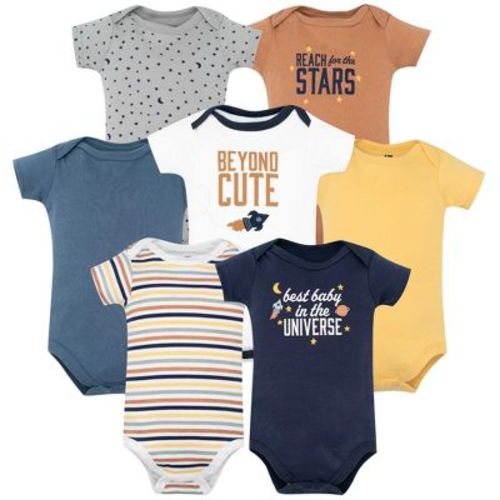 Hudson Baby Infant Boys Cotton Bodysuits 7-Pack, Universe, 0-3 Months
