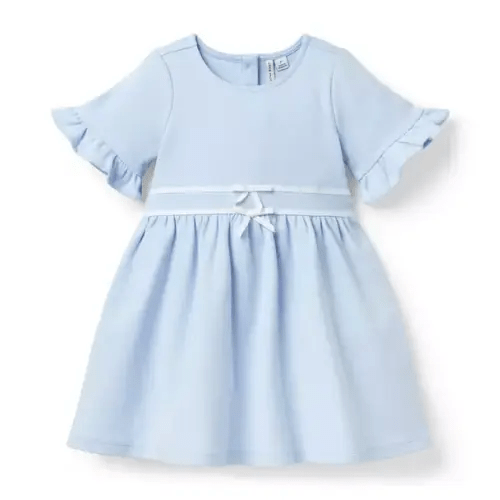 Girl Pale Blue Ruffle Cuff Ponte Dress by Janie and Jack