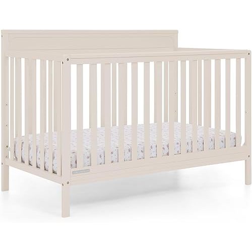 Delta Children Isabelle 6-in-1 Convertible Crib, Converts to Toddler Bed, Daybed, Sofa & Full Bed with/Without Footbaord, Greenguard Gold Certified, Mattress Heights, Soft Beige