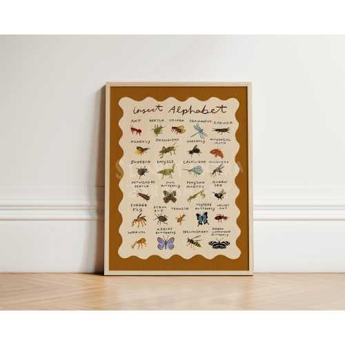 Insect Alphabet Print, Alphabet Nursery Print, Bugs Illustration Wall Art, Nursery Wall Art, Eclectic Nursery, Kids Room, Play Room UNFRAMED