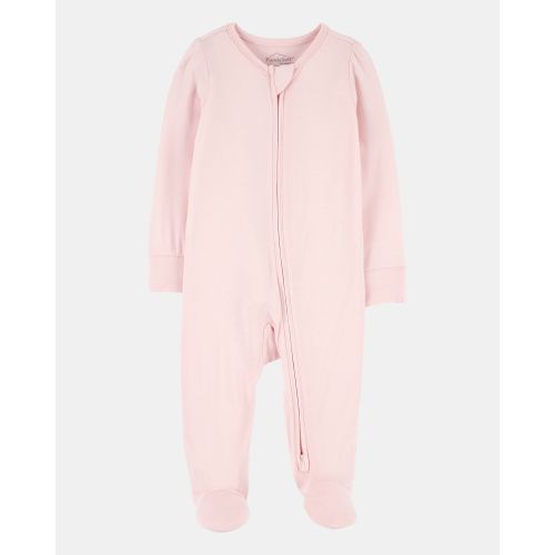 Baby Girl Solid 2-Way Zip PurelySoft Sleep & Play Pajamas - Light Pink | Carter's