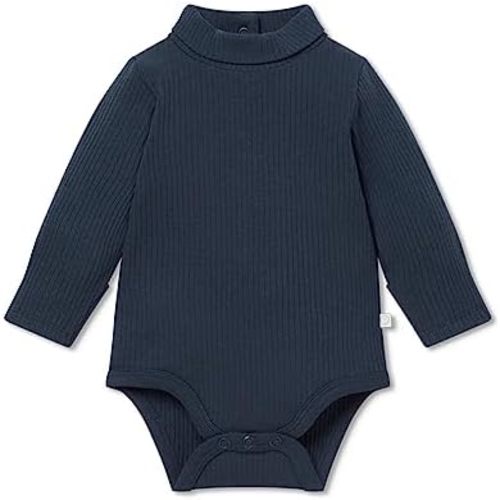 MORI Baby Unisex Ribbed Turtleneck Bodysuit with Back Opening - Comfort Toddler One Piece High Neck Romper for Boys and Girls