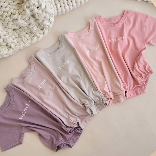 Personalized Short Sleeve Bubble Romper | Sweet