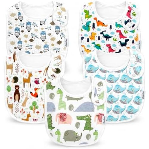 KiddyStar Drool Bibs for Babies – Organic, Unisex, Soft Absorbent Teething Bibs with Adjustable Snaps