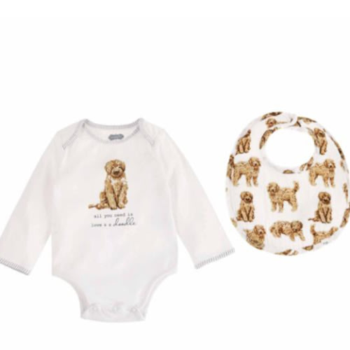 Doodle Dog Bodysuit and Bib Set | Mud Pie