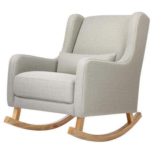 Babyletto Kai Rocker in Performance Grey Eco-Twill with Light Legs, Water Repellent & Stain Resistant, Greenguard Gold and CertiPUR-US Certified