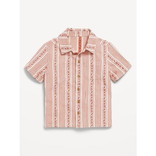 Short-Sleeve Textured Dobby Pocket Shirt for Toddler Boys