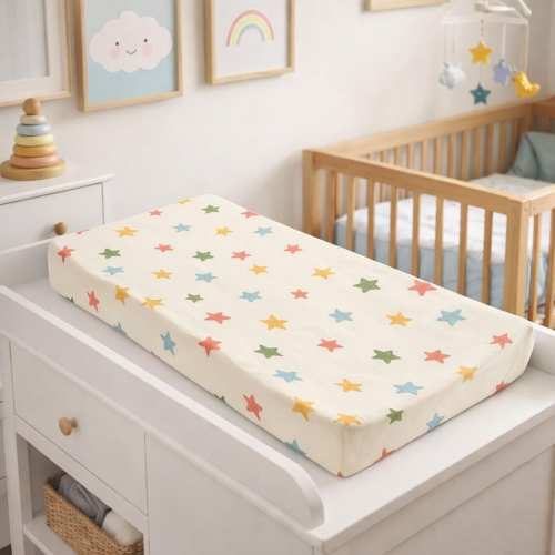 Colorful Star Pattern Changing Pad Cover | Nursery Baby Bedding