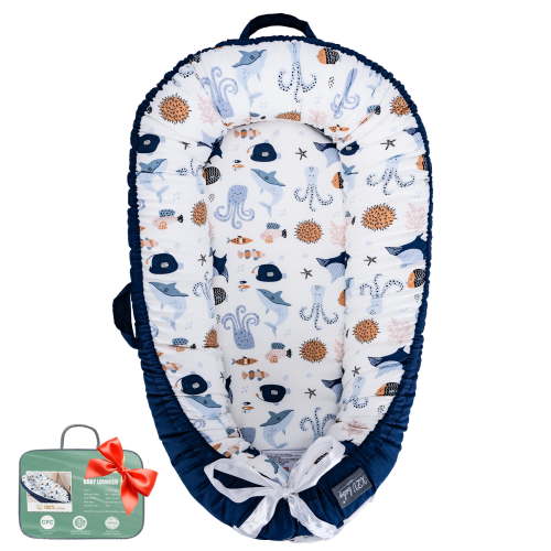 Baby Lounger for Newborn 0–24 Months, Portable Infant Support Pad for Tummy Time and Diaper Changes, Breathable Cotton Pad for Supervised Awake Use