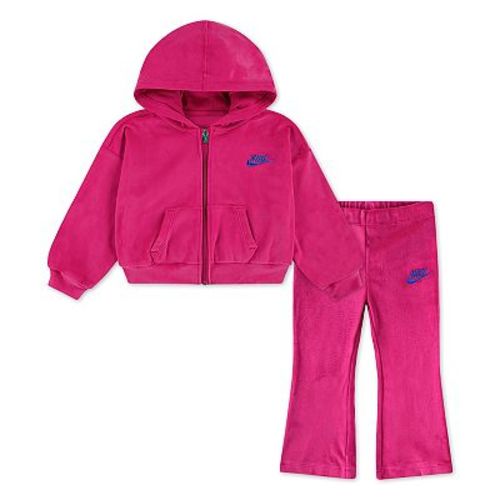 Baby & Toddler Girls Nike Velour Flare Leggings & Zip Up Hoodie 2-Piece Set