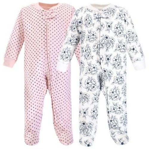 Hudson Baby Infant Girls Premium Quilted Zipper Sleep and Play, Blue Toile, 0-3 Months