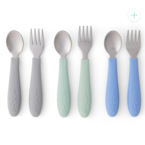 Babies/Toddler Stainless Steel Spoons + Forks with Silicone Handle