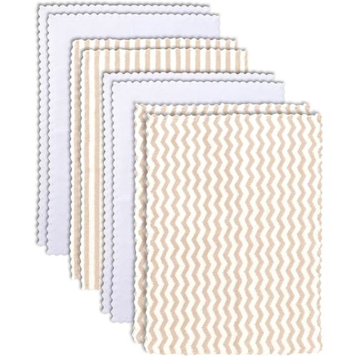 8 Pack Super Soft Baby Burp Cloths, Baby Washcloths, Ultra Absorbent Large Newborn Burping Cloth for Boy and Girl, Milk Spit Up Rags, Unisex for Baby Sensitive Skin, Brown and White, 16 × 12 Inch