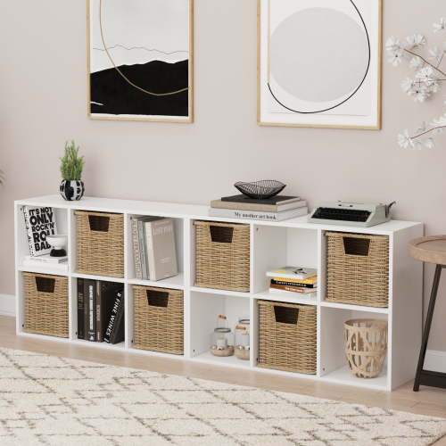 2PCS 6-Cube Storage Organizer | Open Cubby Shelving Unit Bookcase for Home Office, Bedroom, Closet & Display Storage White