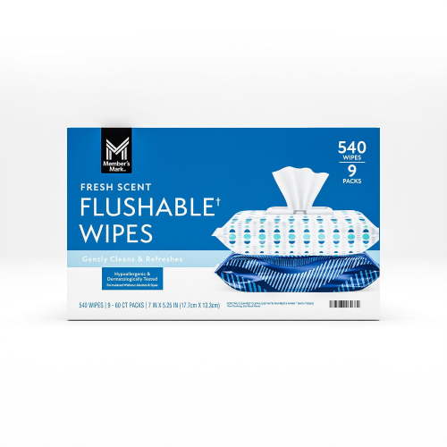 Member's Mark Flushable Wipes, Fresh Scent, 540 ct.