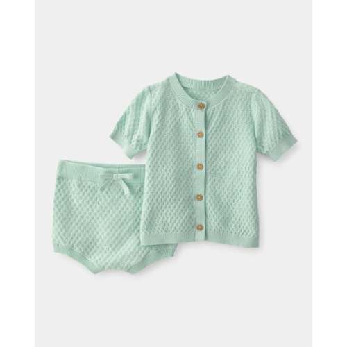 Baby Girl 2-Piece Crochet Top & Short Set - Green | Carter's