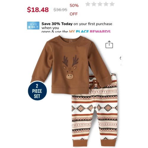 Baby Boys Long Sleeve Reindeer Sweatshirt And Fairisle Knit Pants 2-Piece Playwear Set | The Children's Place - MULTI CLR