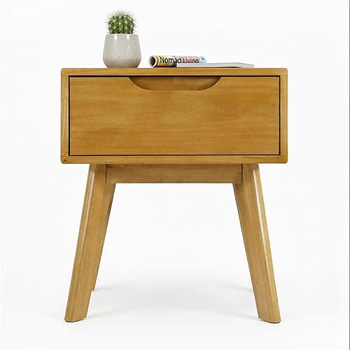 Scandinavian Night-Stand - Solid Wood Nightstand - Minimalist Bedside Table with Drawer