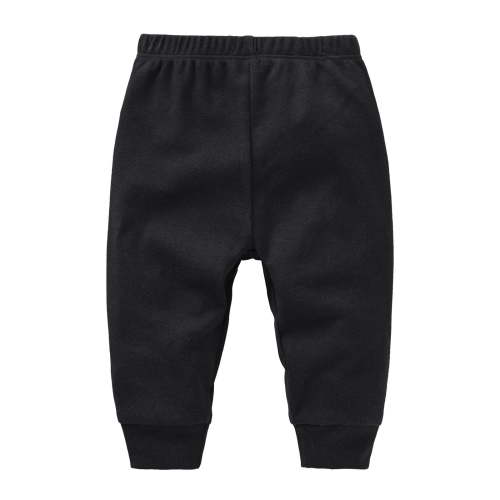 TIREOW Solid Baby Sweatpants,Unisex Baby Toddler Cotton Crawling Pants for Baby Boys Girls Solid Color Loose and Comfortable Pant(9-12 Months,Black)