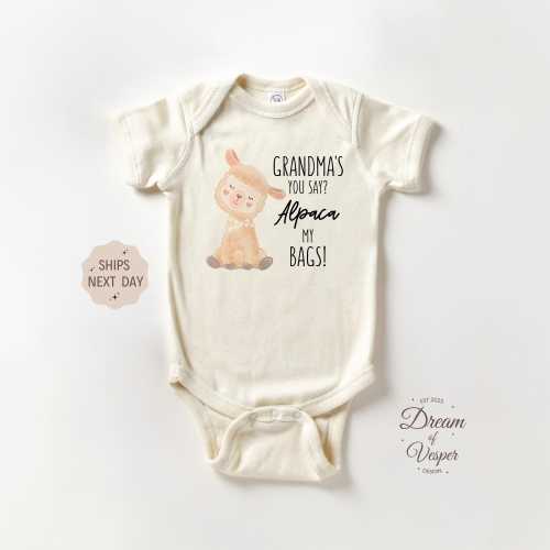 Grandma's You Say Alpaca My Bags Onesie®, Cute Grandma Loves Me Onesie®, I Love Grandma Bodysuit, I'm Going to Grandma's Onesie®, Baby