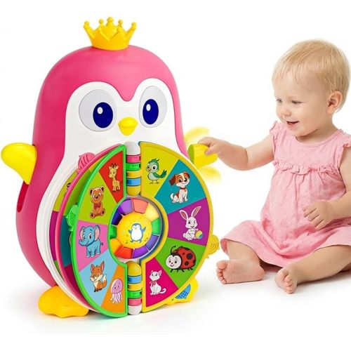Musical Penguin Toys for 1 Year Old Girl Gifts, Learning Educational Baby Toys for 1-3 Year with 5 Themes, Sound & Light, First Word Teaching 12-18 Months, 1st Birthday Girl Boy Gifts