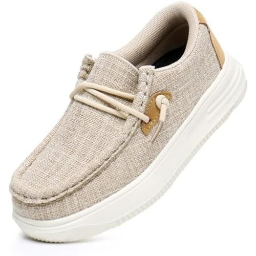 Blikcon Boys Girls Slip-On Boat Dress Shoes Light-Weight Lace Up Loafers