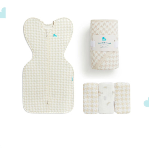 Newborn Gift Bundle | Swaddle Up, Towel, Wash Cloth | Houndstooth