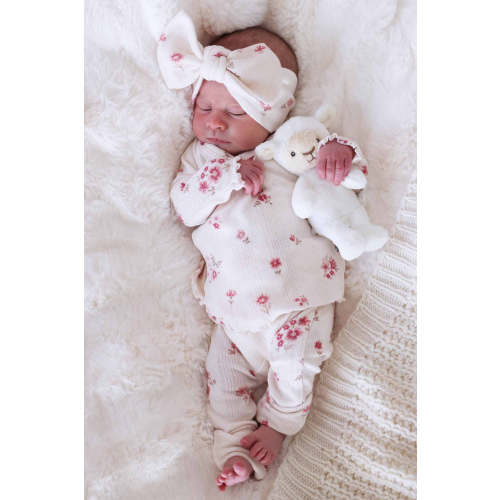 Precious Posies Pointelle Knit Large Bow Headwrap