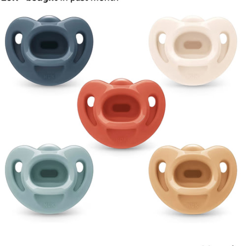 NUK Timeless Comfy Pacifier | 100% Silicone, One-Piece Design | BPA-Free, Gentle on Baby’s Skin | 5-Pack, for 0-6M