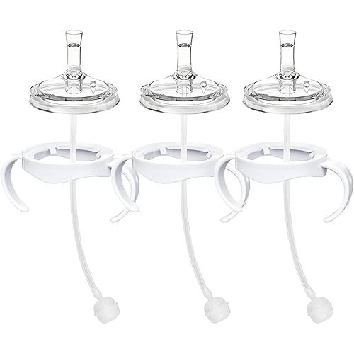 Sippy Cup Conversion Kit Compatible with Philips Avent Natural Baby Bottles, Soft Straw top and Weighted Ball Sippy Cup Transition Kit with Handles, 8m+ Pack of 3