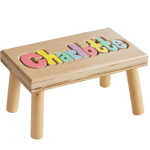 Hollow Woodworks Personalized Puzzle Step Stools