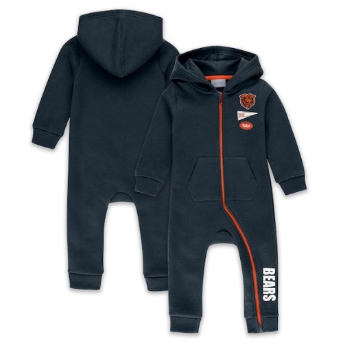 Infant & Newborn WEAR by Erin Andrews Navy Chicago Bears Hooded Fleece Full-Zip Coverall