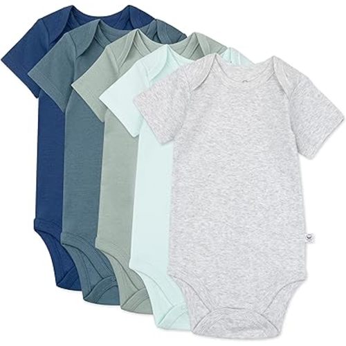HonestBaby baby-boys 5-pack Short Sleeve Bodysuits One-piece 100% Organic Cotton for Infant Baby Boys