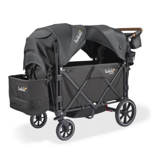 Larktale Caravan V3 Extra Capacity Stroller Wagon with Reclining Seats - Byron Black: 5-Point Harness, Rubber Tires, Plastic & Nylon Material