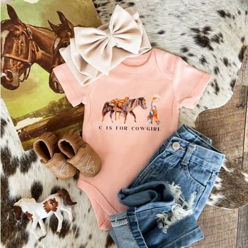 C is for Cowgirl Onesie/Tee(little kid)(Pink)