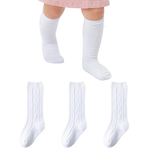 Baby Knee High Socks Toddler Seamless Socks Cotton Long Stockings Cable Knit Newborn Tube Sock for Infant Boys Girls